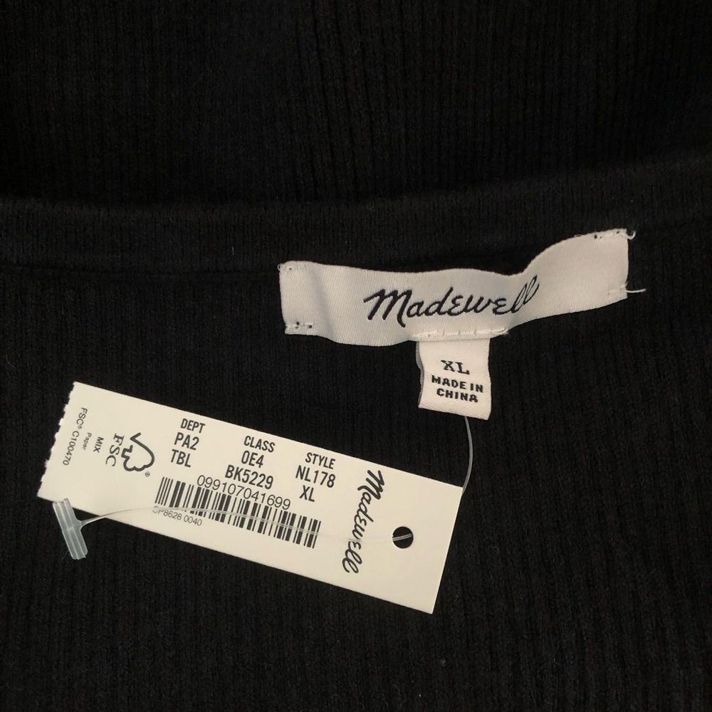 Madewell Corset-Detail Crop Sweater Tank Top Black NWT Size XL Neutral Classic - Picture 4 of 6